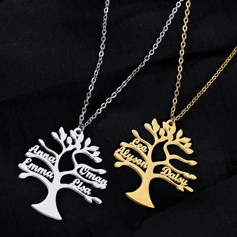 Collar personalizado árbol de la vida de acero inoxidable: Tu estilo, tu nombre